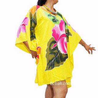 poncho top dress yellow handpainting flowers